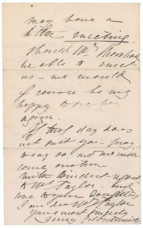 Lot #933 Jenny Lind Handwritten Letter Signed - Image 1