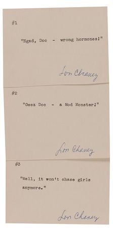 Lot #1194 Lon Chaney, Jr: Chaney captions Frankenstein photos for Playboy - Image 1