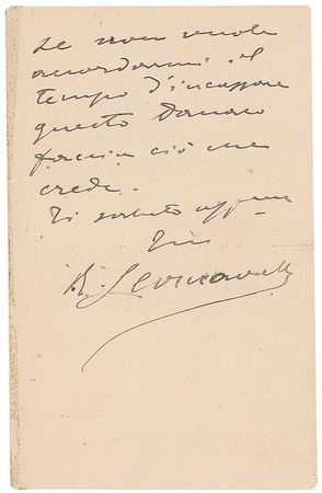 Lot #932 Ruggero Leoncavallo: “ I don’t want to cut my own throat and throw money away” - Image 1