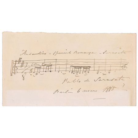 Lot #919 Pablo de Sarasate Signed Musical Quote - Image 1