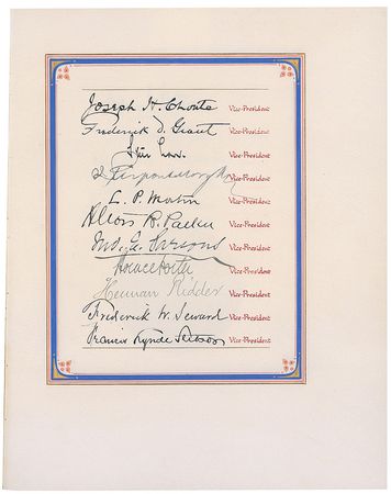 Lot #305 Financiers: Andrew Carnegie and J. P. Morgan head the distinguished Hudson-Fulton Celebration Committee in presenting Mexican president Porfirio Diaz with this stunning commemorative honor - Image 1