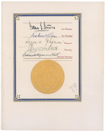 Lot #305 Financiers: Andrew Carnegie and J. P. Morgan head the distinguished Hudson-Fulton Celebration Committee in presenting Mexican president Porfirio Diaz with this stunning commemorative honor - Image 2