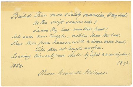 Lot #747 Oliver Wendell Holmes, Sr: Holmes adds a quote from The Chambered Nautilus in a presentation volume - Image 3