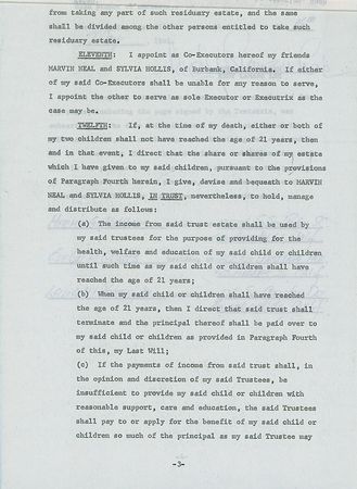 Lot #1225 Hedy Lamarr: The Hollywood bombshell disinherits her adopted son in a dramatic Last Will: ?I have intentionally omitted all of my heirs who are not specifically mentioned herein?I specifically exclude James Markey? - Image 3