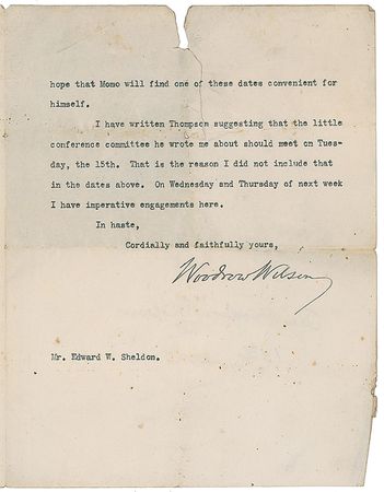 Lot #197 Woodrow Wilson Typed Letter Signed - Image 1