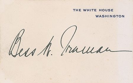 Lot #182 Bess and Margaret Truman White House Cards - Image 1