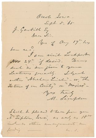 Lot #94 Matthew Simpson: ?Subject either ?Abraham Lincoln??or, ?The Future of our Country? or ?Mexico?? - Image 2