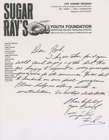 Lot #1427 Sugar Ray Robinson Handwritten Letter Signed - Image 2