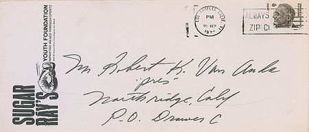 Lot #1427 Sugar Ray Robinson Handwritten Letter Signed - Image 1