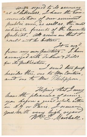 Lot #77 William E. Marshall: ?I have striven hard to make a work of art, and a truthful likeness of Abraham Lincoln? - Image 1