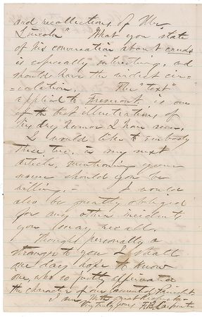 Lot #61 Francis Bicknell Carpenter: Lincoln?s personal painter on a moving eulogy: ?I have seen no finer analysis of his character, than this? - Image 1