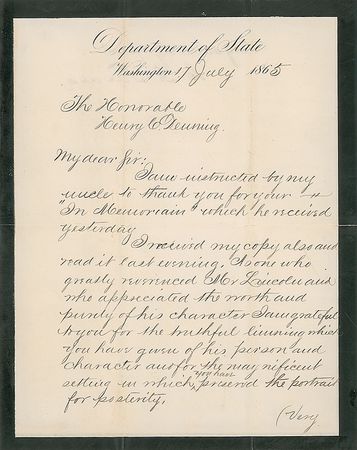 Lot #105 Mention of Lincoln: ?I am grateful to you for the truthful limning which you have given of his person and character? - Image 2