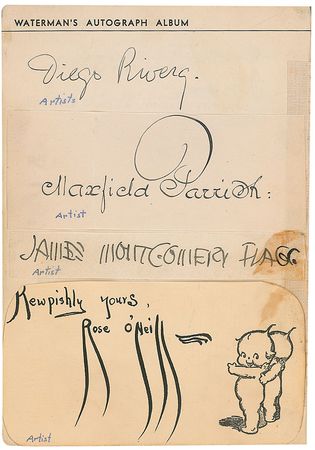 Lot #409 Watermanâ??s Autograph Book: Superb Watermanâ??s album with over 300 signatures including Hemingway, Berlin, Ouimet, Foxx, the Mayo Brothers, and Rivera - Image 2