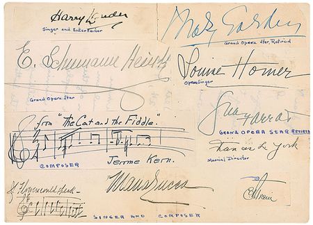 Lot #409 Watermanâ??s Autograph Book: Superb Watermanâ??s album with over 300 signatures including Hemingway, Berlin, Ouimet, Foxx, the Mayo Brothers, and Rivera - Image 1