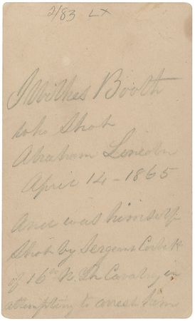Lot #112 John Wilkes Booth - Image 1