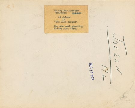 Lot #618 Al Jolson - Image 1