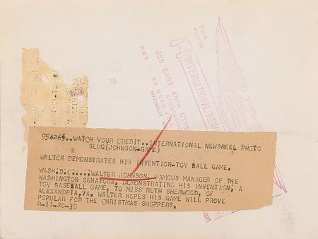 Lot #708 Walter Johnson - Image 1