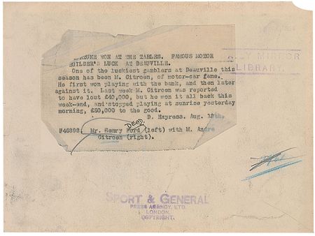 Lot #494 Henry Ford and Andre Citroen - Image 1