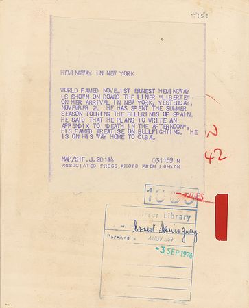 Lot #546 Ernest Hemingway - Image 1