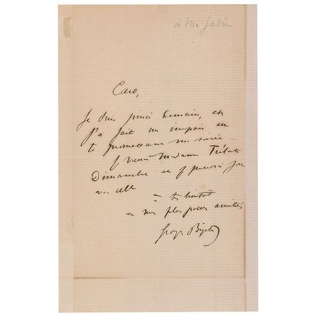 Lot #870 Georges Bizet: Uncommon correspondence from the tragic composer responsible for the world-renowned operatic phenomena, Carmen - Image 1