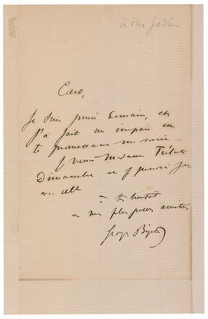 Lot #870 Georges Bizet: Uncommon correspondence from the tragic composer responsible for the world-renowned operatic phenomena, Carmen - Image 2