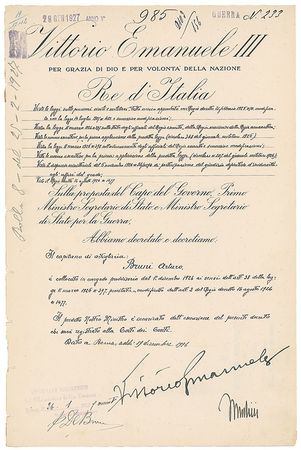 Lot #327 Benito Mussolini and Vittorio Emanuele III Signed Document - Image 2