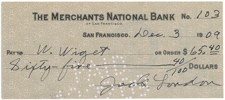 Lot #742 Jack London Check - Image 2
