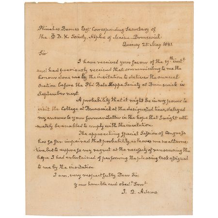 Lot #1 John Quincy Adams