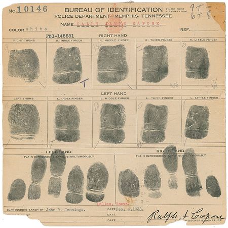 Lot #237 Ralph Capone: The elder Capone?s fingerprint card - Image 1