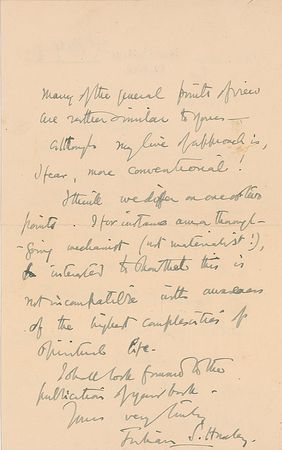 Lot #295 Julian Huxley Handwritten Letter Signed - Image 2