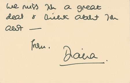 Lot #262 Diana: Diana sends a note of encouragement to her devoted dresser ?with lots of love from me & the boys!? - Image 2