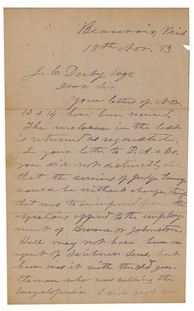 Lot #255 Jefferson Davis: Davis defends against the ?champion liar? to keep his recently inherited plantation, while also fighting to receive royalties from The Rise and Fall of the Confederate Government - Image 1