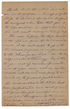 Lot #255 Jefferson Davis: Davis defends against the ?champion liar? to keep his recently inherited plantation, while also fighting to receive royalties from The Rise and Fall of the Confederate Government - Image 2