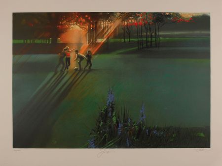 Lot #1600 Bob Peak: Chamberlain and DiMaggio: Gorgeous set of six lithographs honoring ?The Spirit of Sport? - Image 3