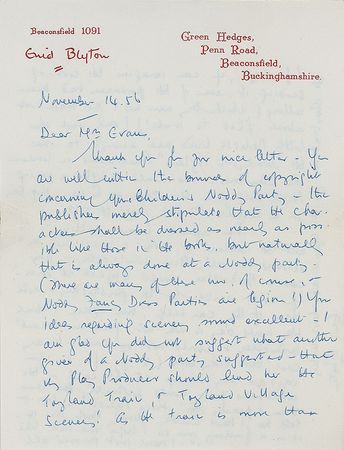 Lot #659 Enid Blyton Handwritten Letter Signed - Image 1