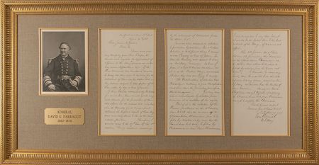 Lot #471 David G. Farragut: ?In war, the Country will submit to it as a military necessity. In time of peace it is apt to become an abuse? - Image 1