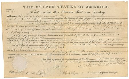 Lot #57 Andrew Jackson Signed Document - Image 1