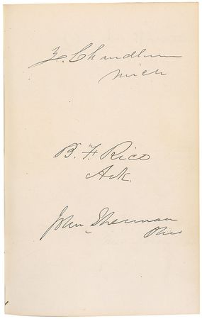 Lot #31 U. S. Grant Autograph Album: Almost 200 politicians from Grant?s first term obtained by his Postmaster General, including Garfield, Hamlin, Sherman, and Grant himself - Image 2