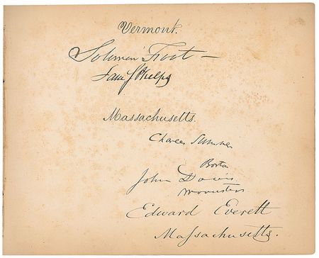Lot #337 Pre-Civil War Autograph Album: Pre-war 33rd Congress autograph album, including future Confederate Benjamin, as well as Douglas, Atchison, and Sam Houston - Image 1