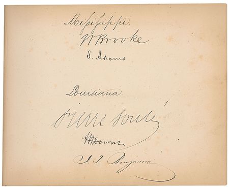 Lot #337 Pre-Civil War Autograph Album: Pre-war 33rd Congress autograph album, including future Confederate Benjamin, as well as Douglas, Atchison, and Sam Houston - Image 2