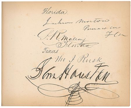 Lot #337 Pre-Civil War Autograph Album: Pre-war 33rd Congress autograph album, including future Confederate Benjamin, as well as Douglas, Atchison, and Sam Houston - Image 4