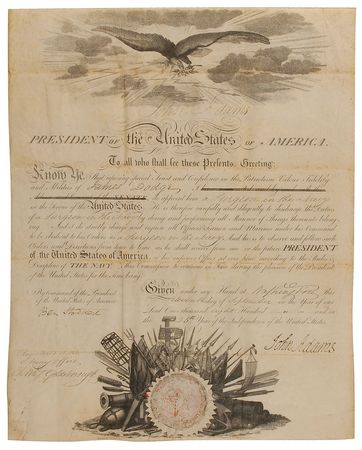 Lot #2 John Adams: Handsome naval appointment for