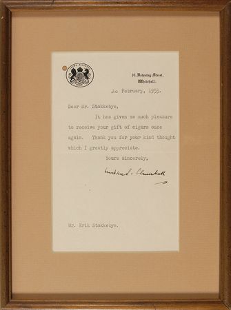 Lot #244 Winston Churchill: Stokkebye delivers a box of his famous cigars to aficionado Churchill - Image 2