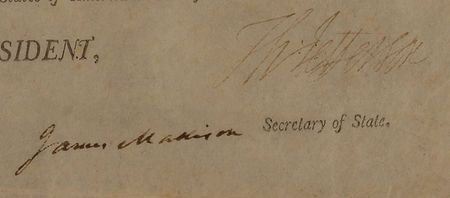 Lot #60 Thomas Jefferson and James Madison: The United States? third and fourth presidents sign a land grant to a Canadian refugee - Image 3