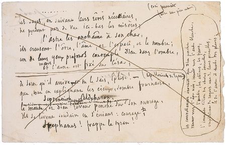 Lot #725 Victor Hugo: Three draft stanzas from Hugo?s unfinished ?Dieu? - Image 1