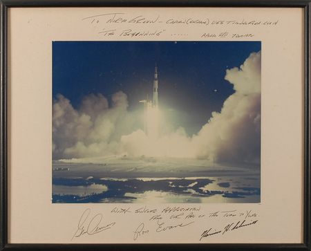 Lot #545 Apollo 17: The final lunar crew presents two portraits to the Ticonderoga’s skipper - Image 1
