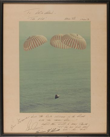 Lot #545 Apollo 17: The final lunar crew presents two portraits to the Ticonderoga’s skipper - Image 2