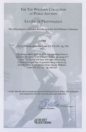 Lot #1635 Ted Williams Typed Letter Signed - Image 2