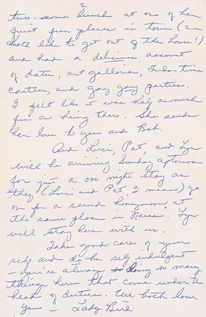 Lot #66 Lady Bird Johnson: The first lady prepares to babysit at the White House and recounts her daughter?s visit to London - Image 2