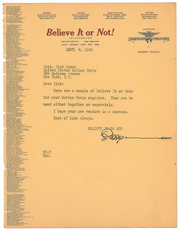 Lot #782 Robert Ripley Typed Letter Signed and Signature - Image 2